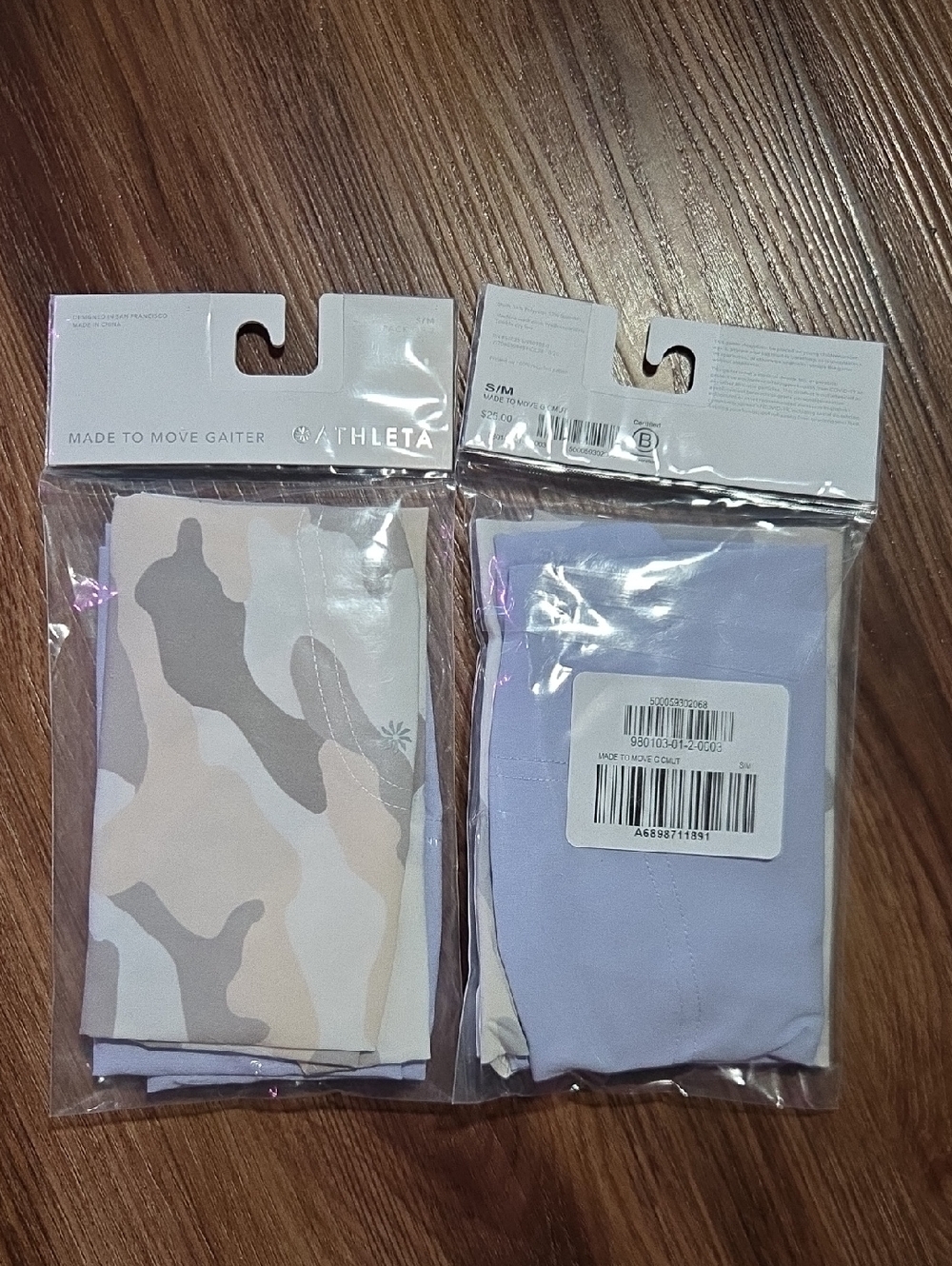 Athleta Two-Pack Gaiters in Lilac and Pastel Camo 2 Sets